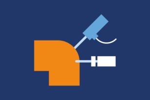 a graphic of a curved shape being probed and injected