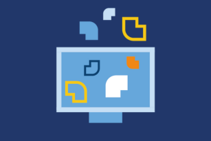 A graphic of a PC screen with various curved angular corner shapes