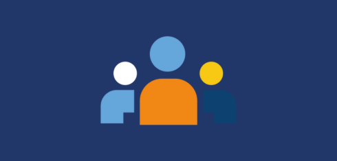 A graphic of three people