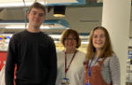Members of the Brain Tumour Research Centre of Excellence, (L-R): PhD student Thomas Willott, Professor Silvia Marino, PhD student Alexandra Hadaway
