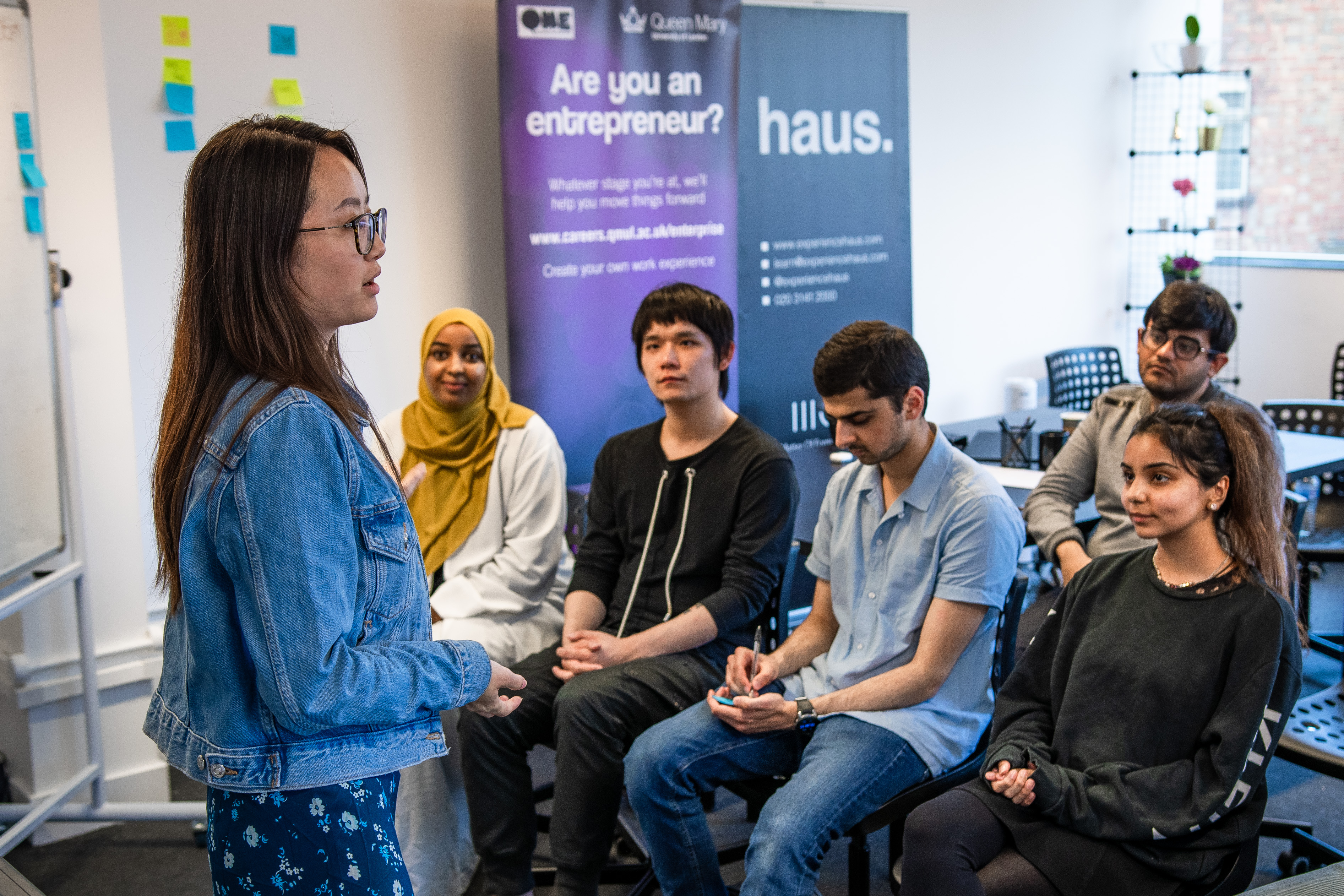 Student presenting to peers about their business idea