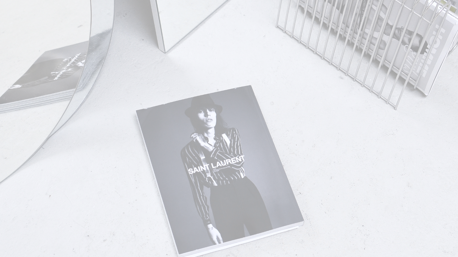 Black and white photo of a fashion catalogue