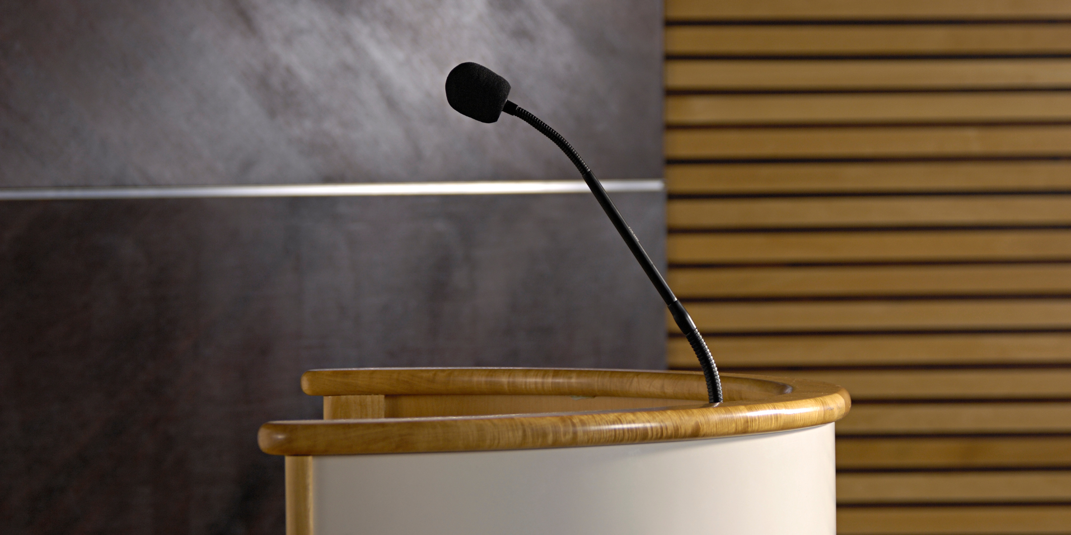 Microphone positioned on a lectern