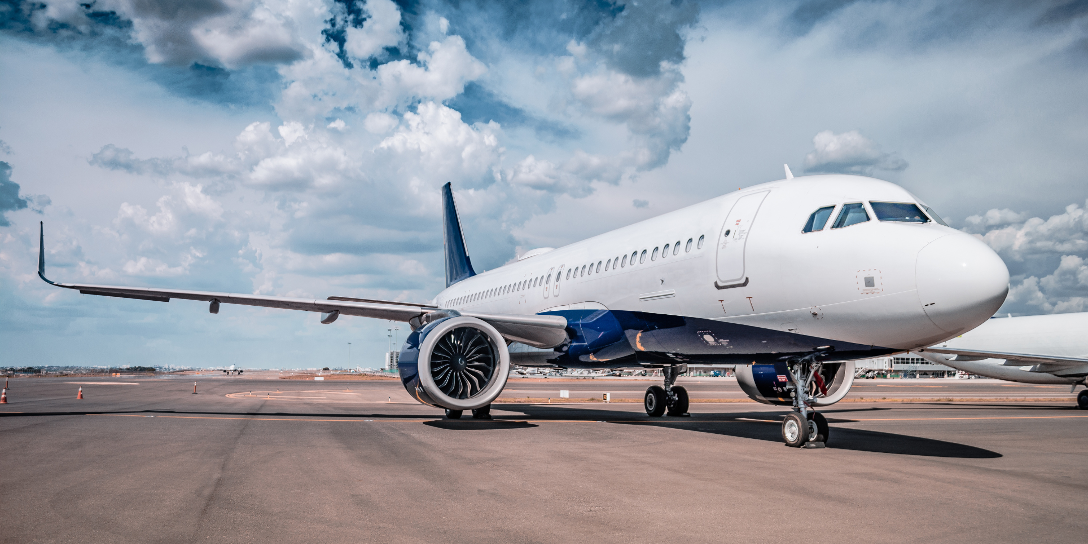 Commercial plane on runway