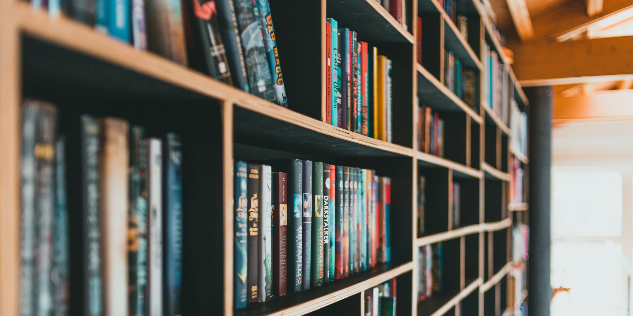 Book shelves with books on them