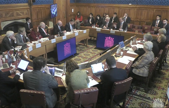 Participants sat in the House of Lords at a public oral evidence session.
