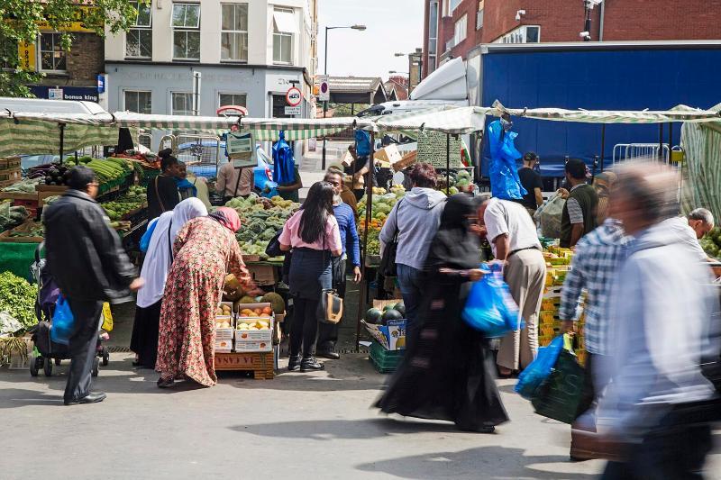 People walking by the Whitechapel Market