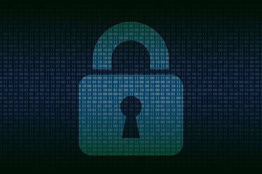 A light blue padlock with 0101s across it