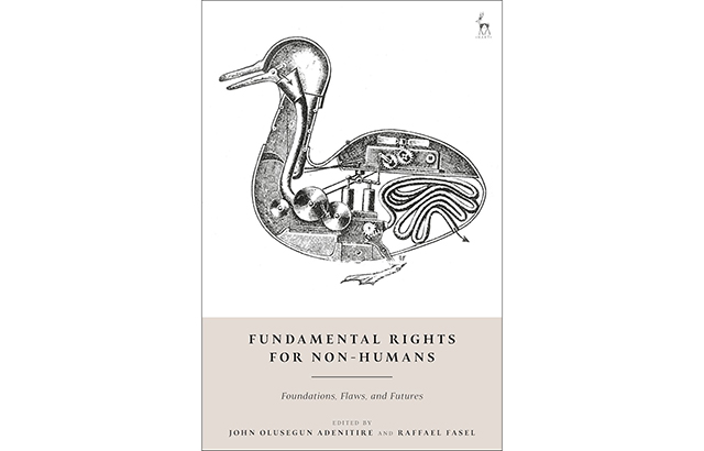 Fundamental rights for Non-Humans book cover. It features a duck whose internal organs is machinery.