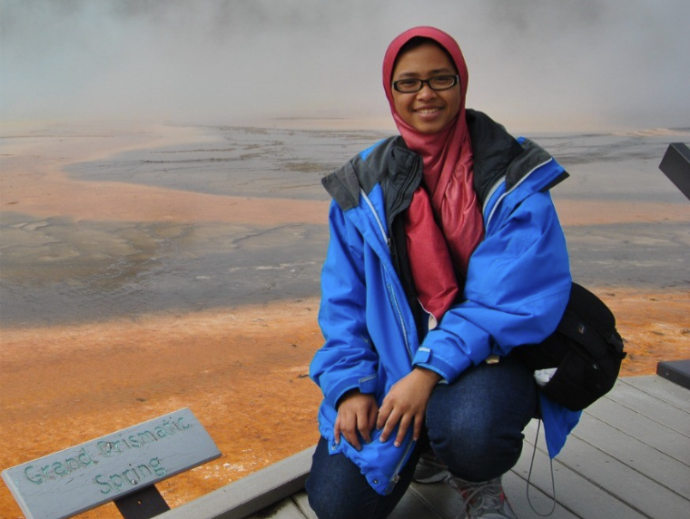 Ulfa Octaviani by a steam vent