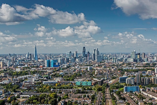 An aerial view of Whitechapel and Mile End