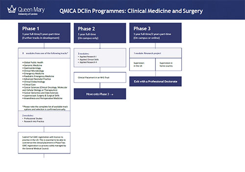 Picture showing the DClin programme structure with a picture of an anaesthetist in operating theatre