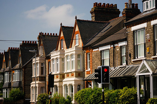 A street of houses in the UK