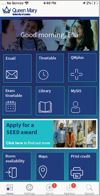 a screen shot of the mobile app landing page