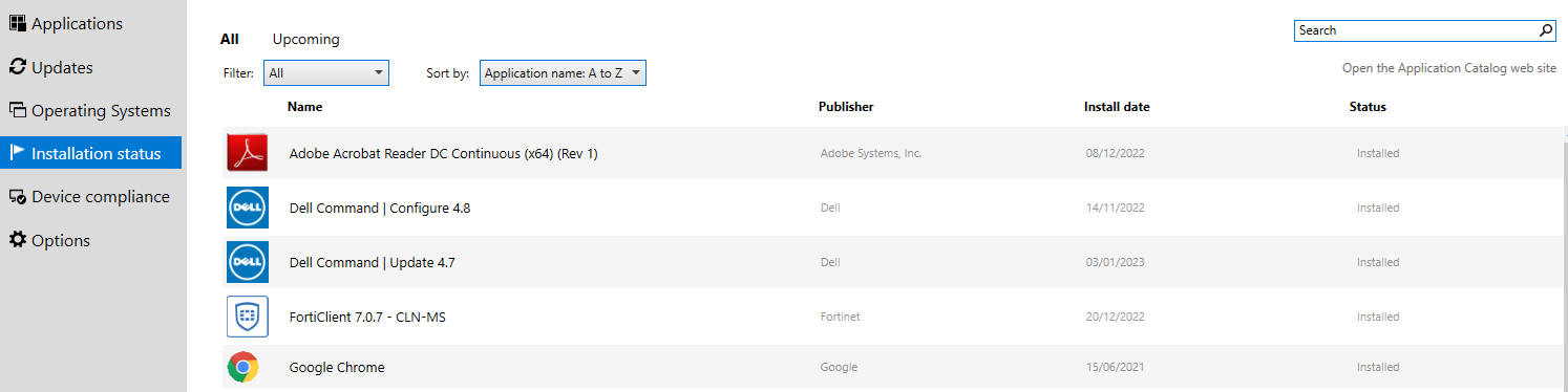 You can check the status of application installation via the Installation Status Tab in Software Centre