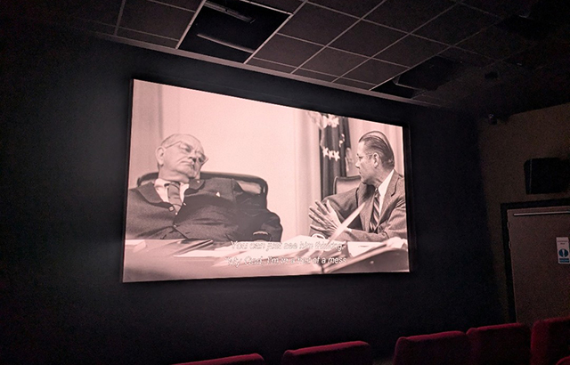 A film screening in BLOC Cinema, Mile End Campus.