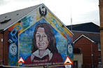 A mural depicting Bobby Sands who died in prison whilst on hunger strike in 1981