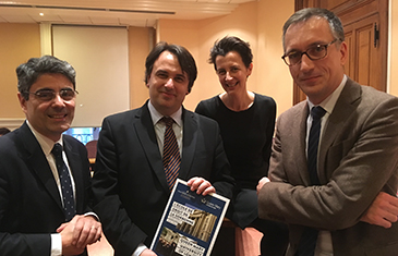 Left to right: Professor Francois-Guy Trébulle, Dean of the Sorbonne Law School; VM; Professor Joan Divol, Director of External Relations, Sorbonne Law School; Professor Hervé Ascensio, Sorbonne Law School.