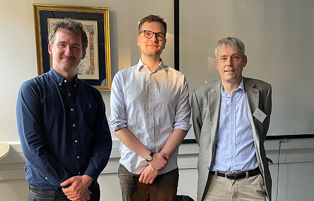 Clemens Boehncke standing between Professor Maks Del Mar and Professor Michael Lobban.