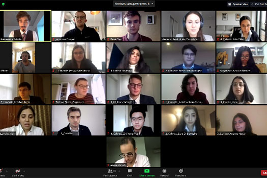 Particpants of a dispute resolution competition displayed on a zoom screen