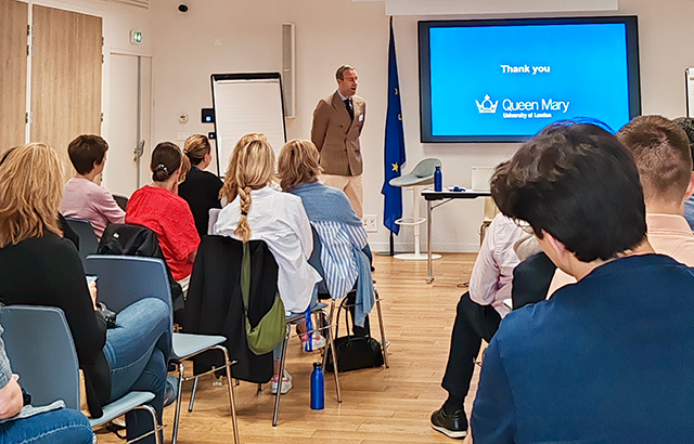 Dr Davor Jancic giving a Keynote at the Jean Monnet Academy.