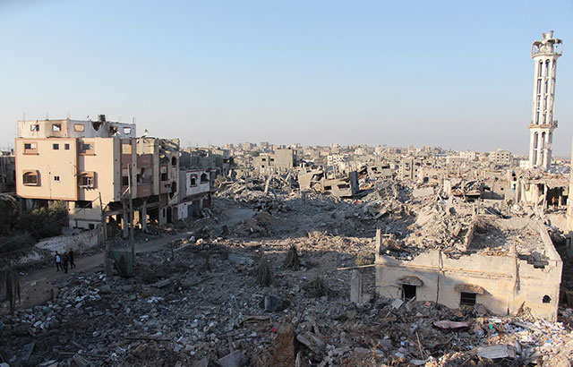 Destroyed buildings in Gaza.