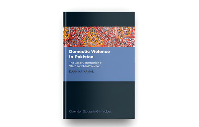 Domestic Violence in Pakistan book cover. It has the title of the book, and a close up of a floral ceramic pot.