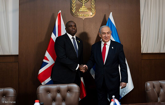 David Lammy with Israeli Prime Minister Benjamin Netanyahu in Jerusalem, Israel, 14 July 2024.