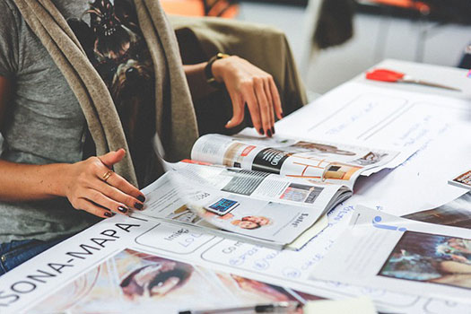 A woman reading a magazine
