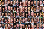 A collage of different people from different ethnicities and genders smiling