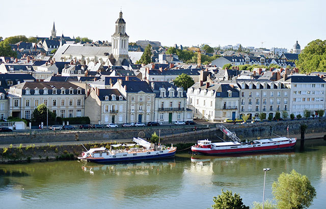 Boats on the river in Angers, France.