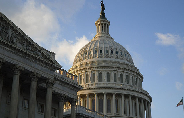 A view of the dome of the Capitol building in Washington DC.