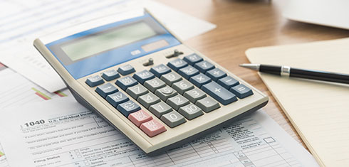 calculator and tax forms