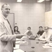 Photograph of Stanley Bindoff and seminar group of students c 1960s