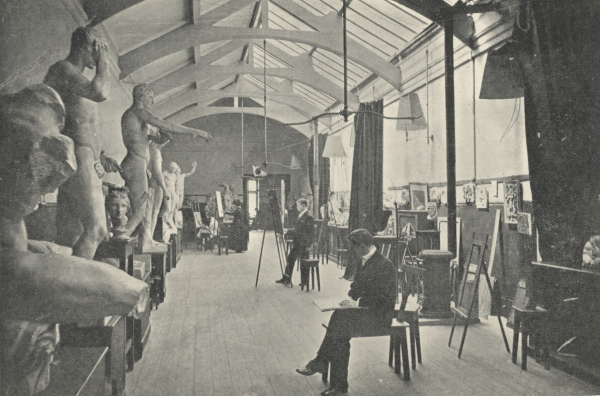 Students sketching in Antique Room at Peoples Palace School of Art