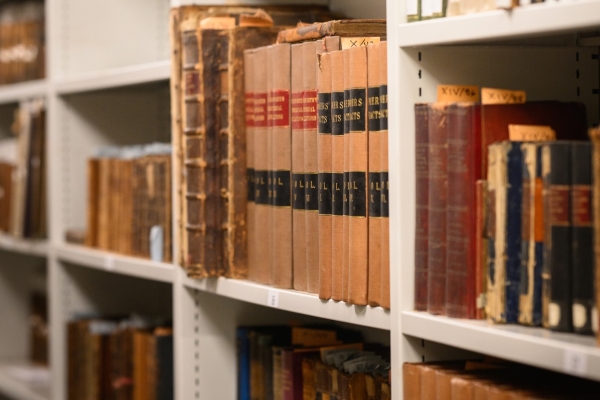 Rare books on shelves