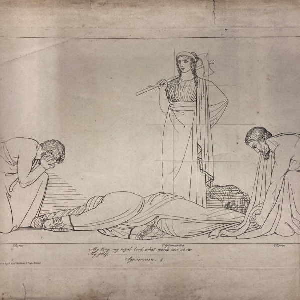 Engraving of scene from Agamemnon tragedy