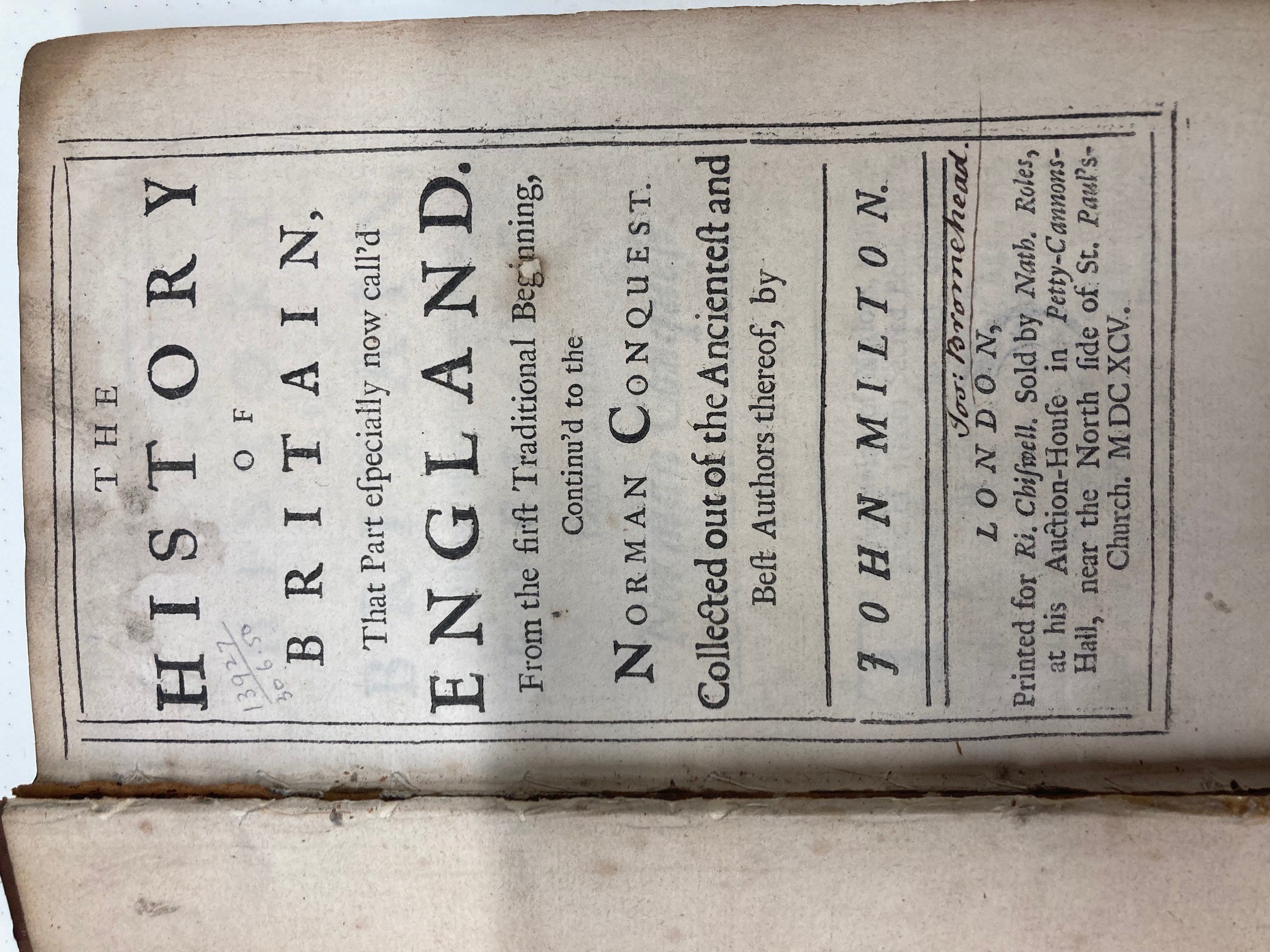 Title page of Milton's History of Britain