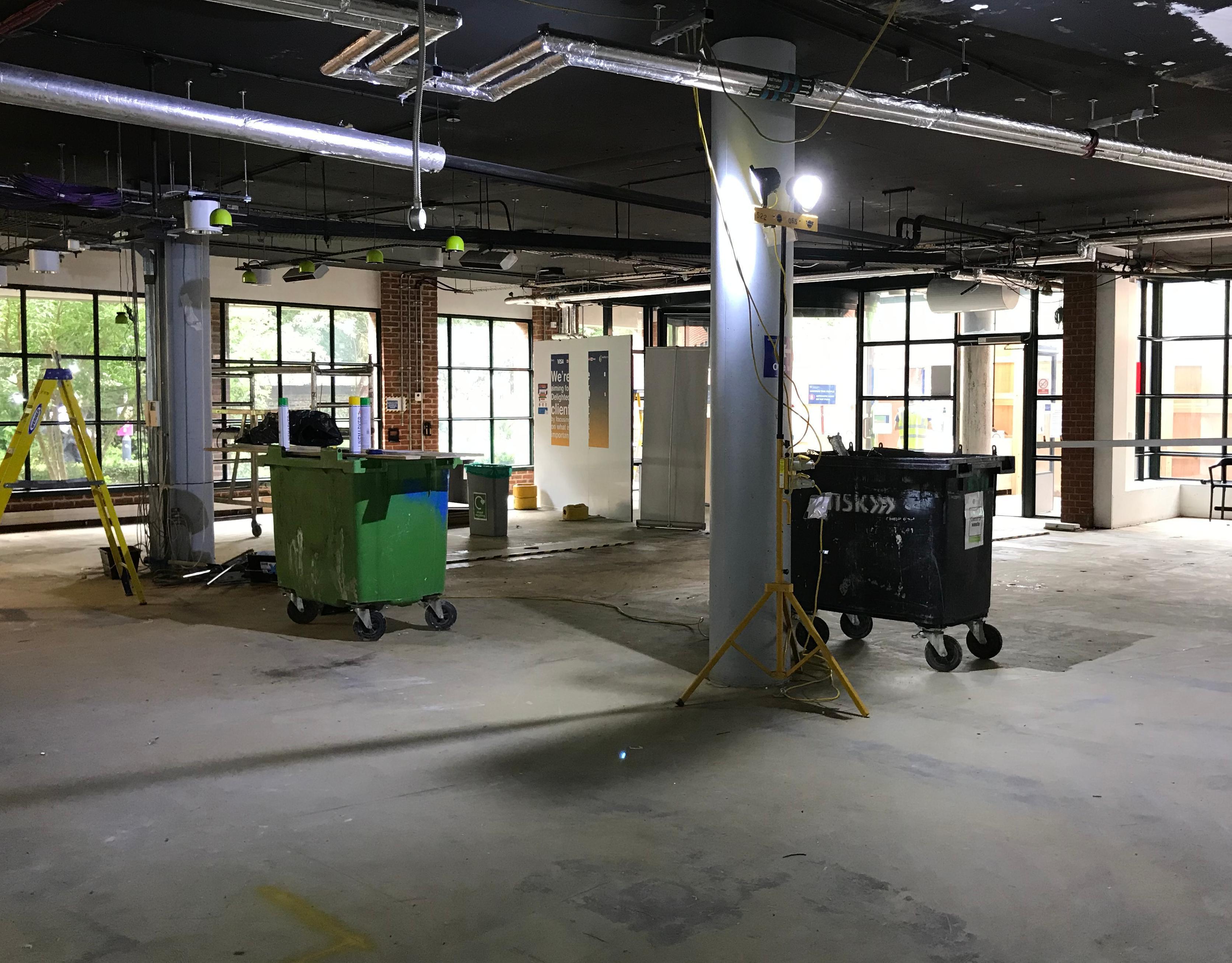 Entrance area being cleared for refurbishment