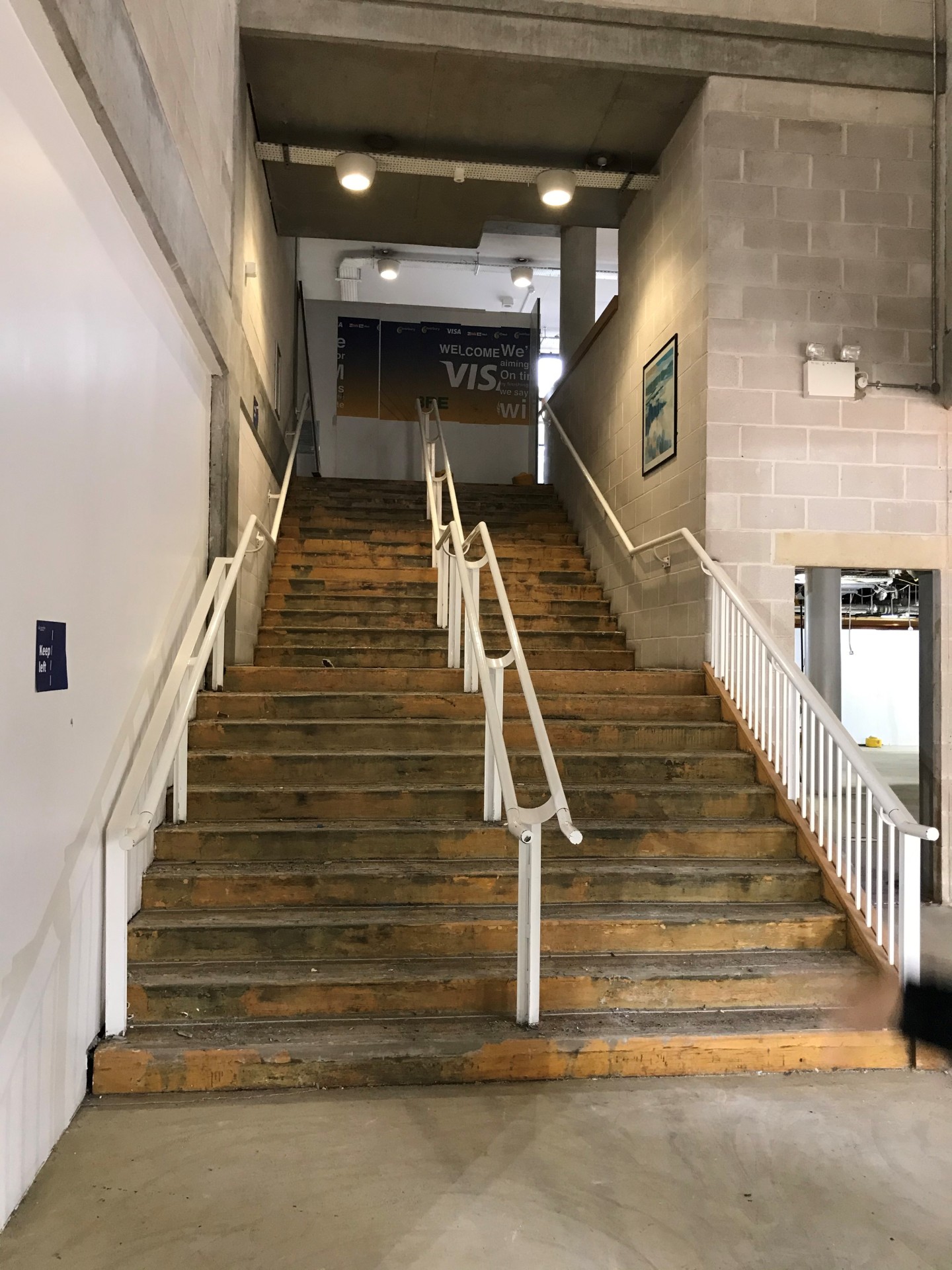 Stairwell with carpet removed