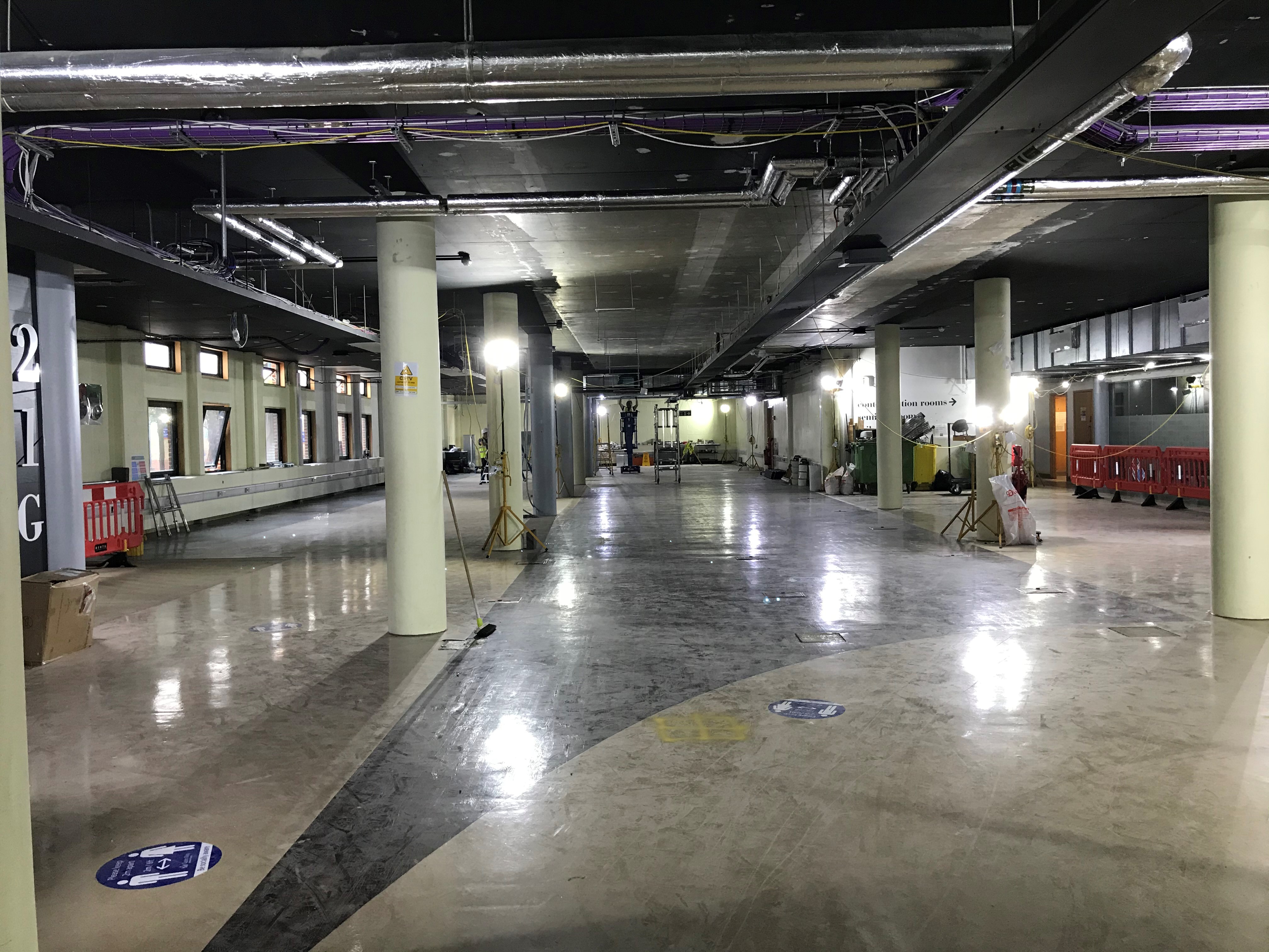 Learning lounge area of Mile End Library cleared of all items for refurbishment