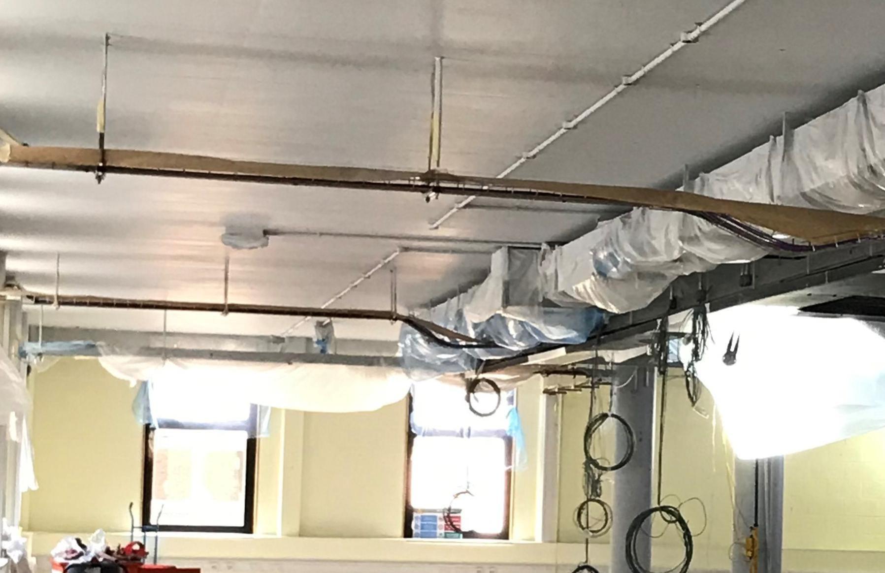 Newly painted ceiling of Learning Lounge