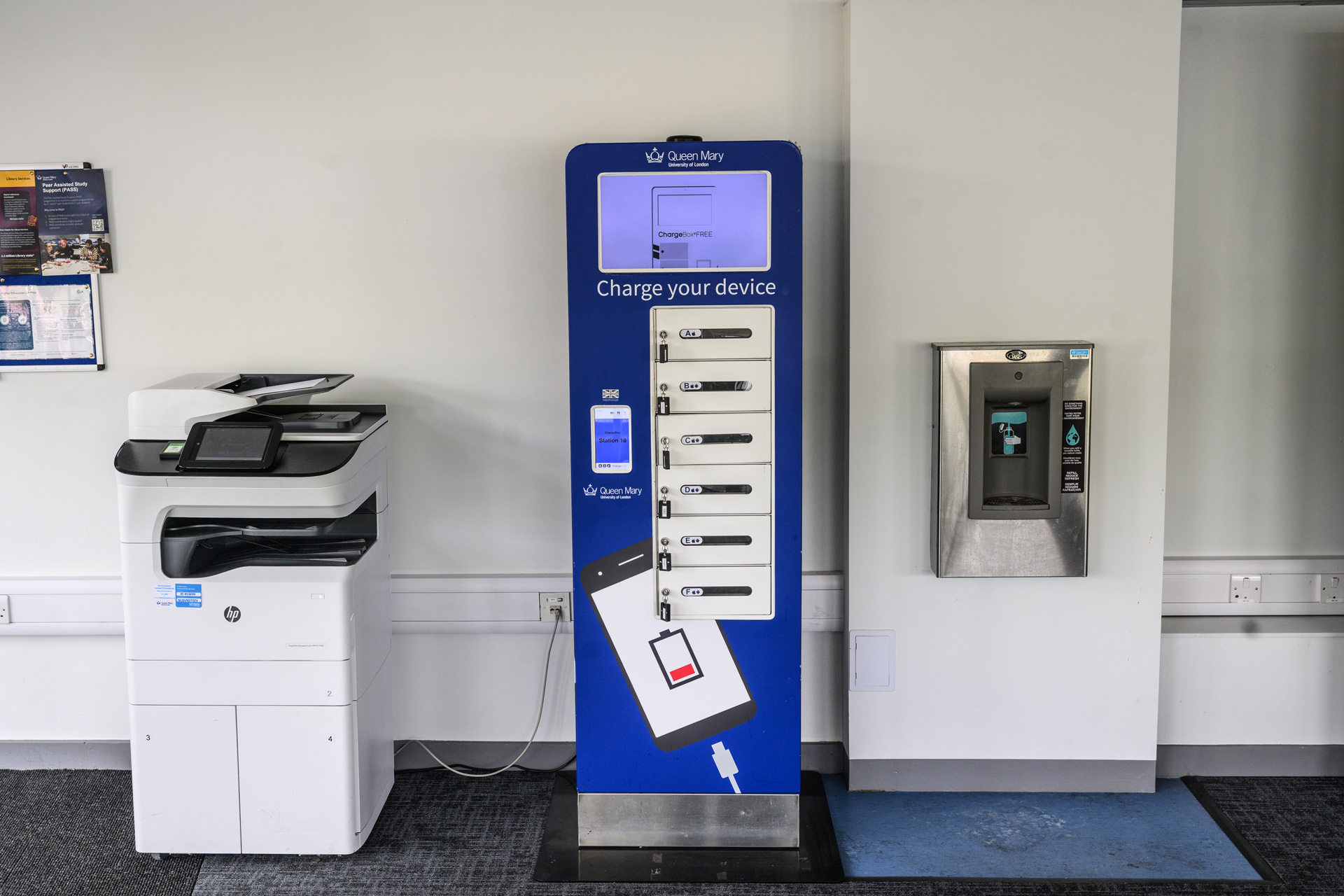 Printer, device charging box and water fountain