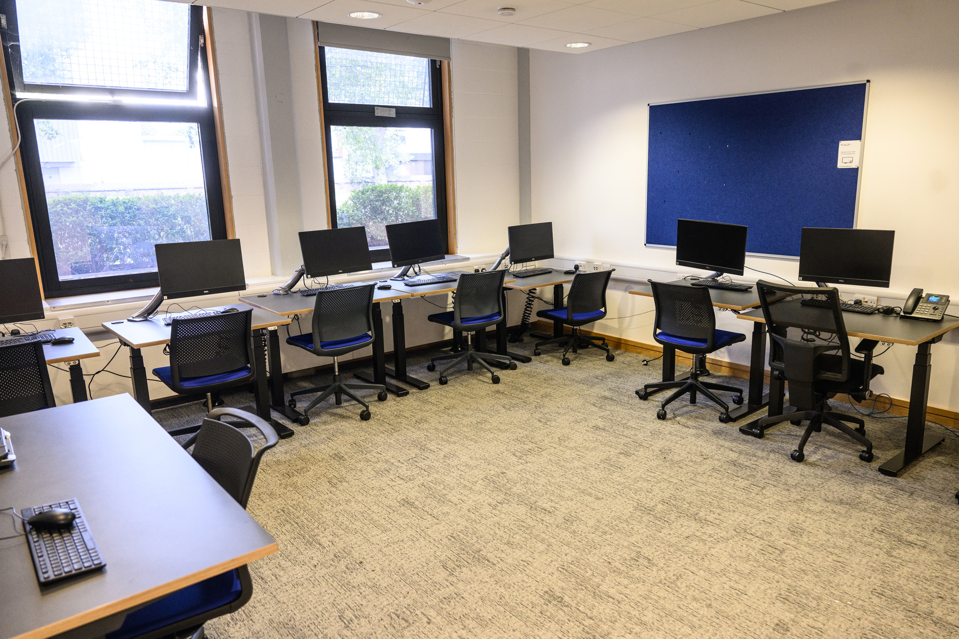 Height adjustable desks and PCs in the Assistive Technology Room