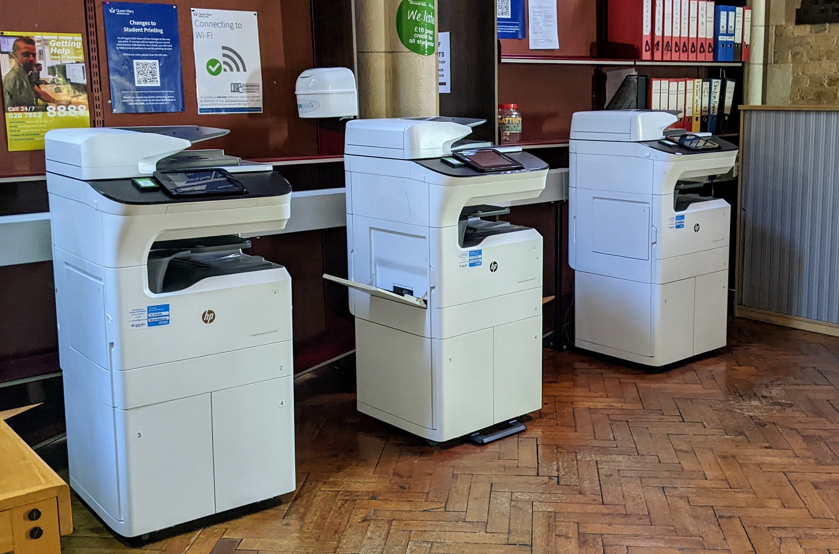 row of 3 printers