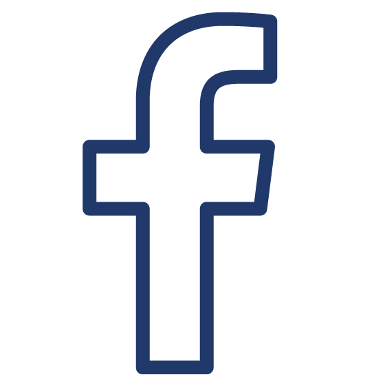 Blue outline of the Facebook logo
