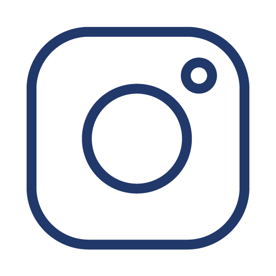 Blue outline of the Instagram logo
