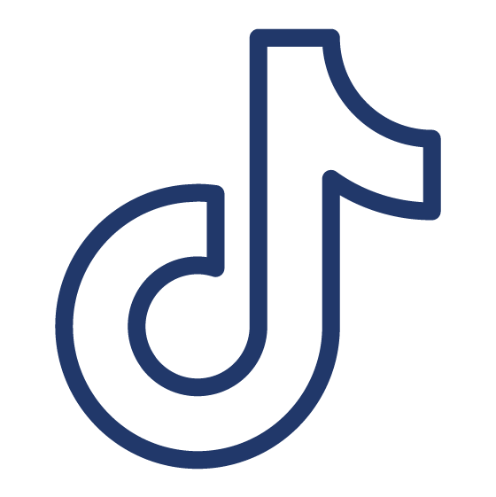 Blue outline of the TikTok logo
