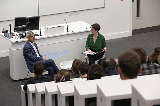 Mayor Sadiq Khan being interviewed