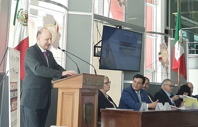 President and Principal, Professor Colin Bailey, speaking in Mexico